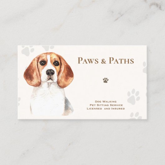 Beagle Dog Walker Pet Visitekaartje (Voorkant)