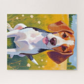 Beagle Dog Watercolor Pet Painting Legpuzzel (Horizontaal)