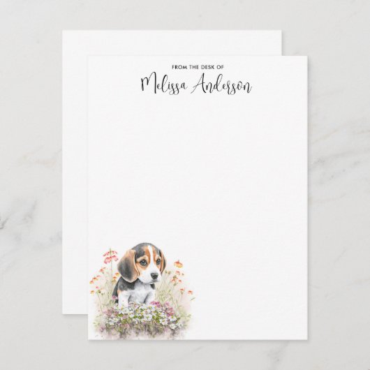 Beagle Dog Waterverf - Aangepaste klauterij Notitiekaartje (Voorkant / Achterkant)