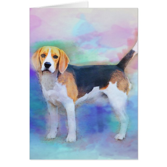 Beagle dog waterverf kunst schilderij (Voorkant)