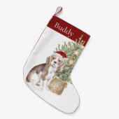 Beagle Dog Waterverf voor kerstbomen Kleine Kerstsok (Voorkant (Hangend))
