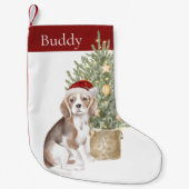 Beagle Dog Waterverf voor kerstbomen Kleine Kerstsok (Voorkant)