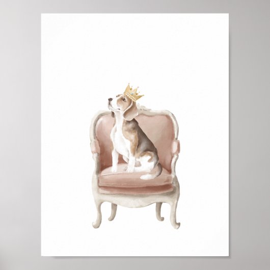 Beagle Dog Wearing Royal Crown Poster (Voorkant)