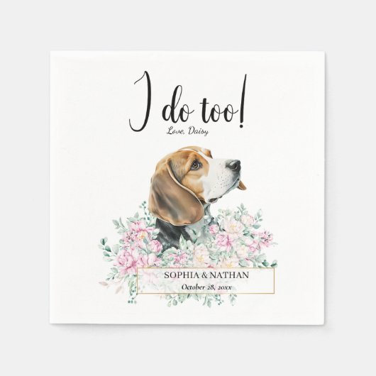 Beagle Dog Wedding Cocktail Napkins Servet (Voorkant)