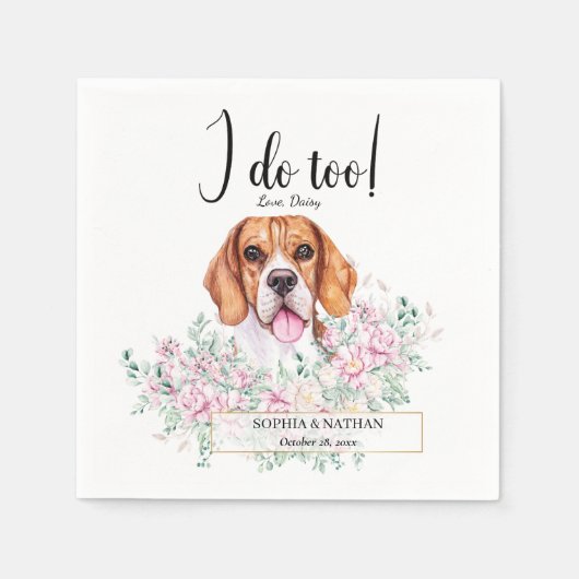 Beagle Dog Wedding Cocktail Napkins Servet (Voorkant)