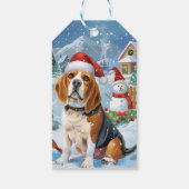 Beagle Dog Winter Wonderland Kerstvreugde Cadeaulabel (Achterkant)