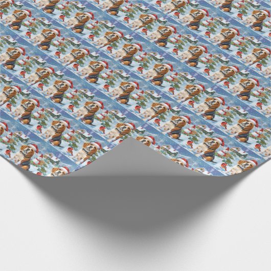 Beagle Dog Winter Wonderland Kerstvreugde Cadeaupapier (Hoek)