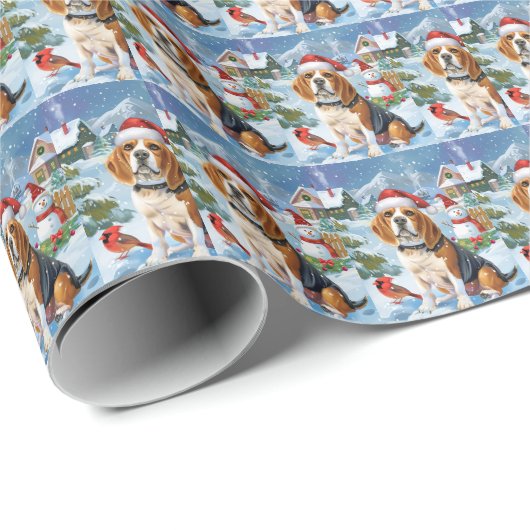 Beagle Dog Winter Wonderland Kerstvreugde Cadeaupapier (Rol Hoek)