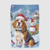Beagle Dog Winter Wonderland Kerstvreugde Golfhanddoek (Voorkant)