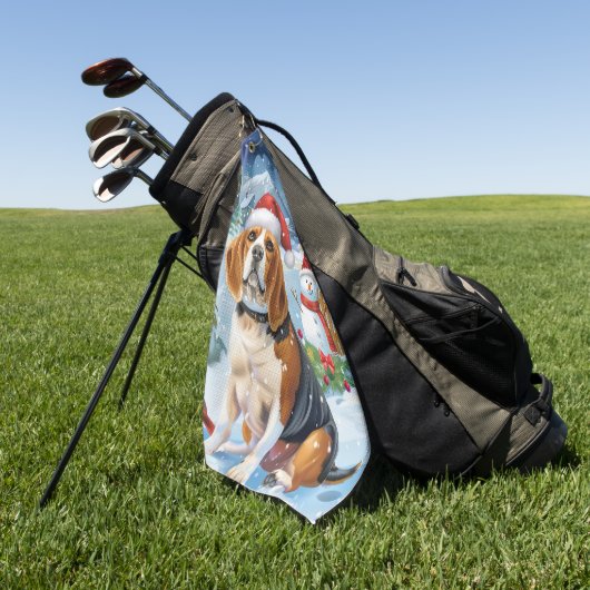 Beagle Dog Winter Wonderland Kerstvreugde Golfhanddoek (Groen)
