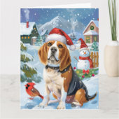 Beagle Dog Winter Wonderland Kerstvreugde Kaart (Voorkant)