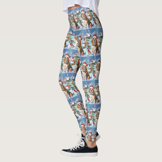 Beagle Dog Winter Wonderland Kerstvreugde Leggings (Links)