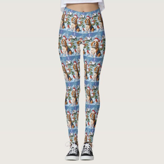 Beagle Dog Winter Wonderland Kerstvreugde Leggings (Voorkant)