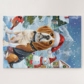 Beagle Dog Winter Wonderland Kerstvreugde Legpuzzel (Horizontaal)