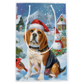 Beagle Dog Winter Wonderland Kerstvreugde Medium Cadeauzakje (Voorkant)