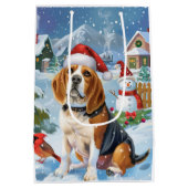 Beagle Dog Winter Wonderland Kerstvreugde Medium Cadeauzakje (Achterkant)