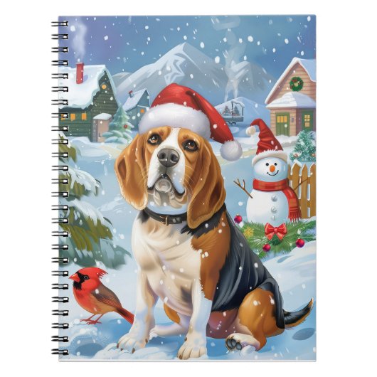 Beagle Dog Winter Wonderland Kerstvreugde Notitieboek (Voorkant)