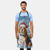 Beagle Dog Winter Wonderland Kerstvreugde Schort (Gedragen)