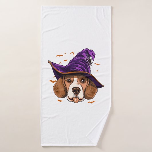 Beagle Dog Witch Funny Halloween Hondenliefhebber Badhanddoek (Badhanddoek)