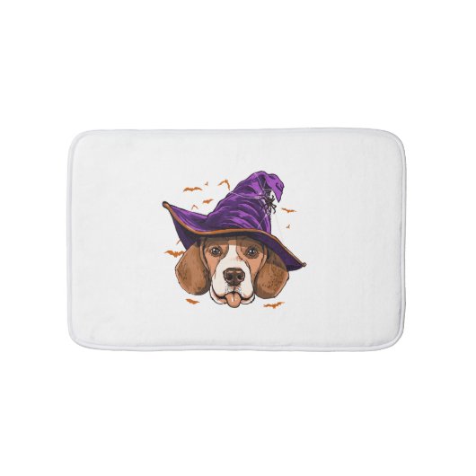Beagle Dog Witch Funny Halloween Hondenliefhebber Badmat (Voorkant)