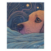 Beagle dog with starry sky and water 002 perfect poster (Voorkant)