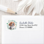 Beagle Dog Wreath Return Address Etiket (Insitu)