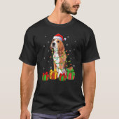 Beagle Dog Xmas Lighting Santa Hat Beagle Christma T-shirt (Voorkant)