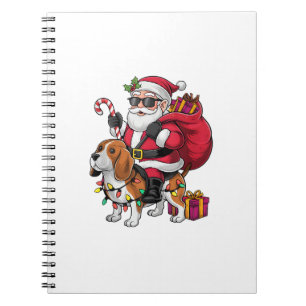 Beagle Dog Xmas Verlichting Santa Riding Beagle Ch Notitieboek