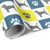 Beagle Dog Yellow & Black Grid Line Wrapping Paper Cadeaupapier (Rol Hoek)