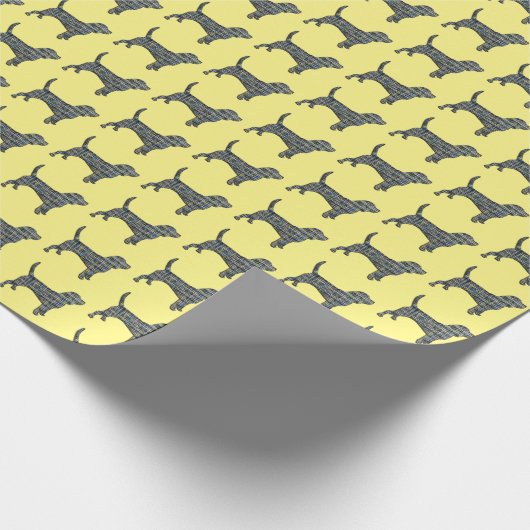 Beagle Dog Yellow & Black Grid Line Yellow Cadeaupapier (Hoek)