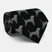 Beagle Dog Yellow & Blue Grid Lines Black Stropdas (Opgerold)