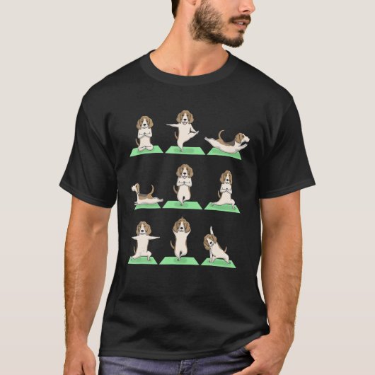 Beagle Dog Yoga Pose Zen Cute Workout Yog T-shirt (Voorkant)