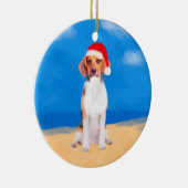 Beagle Dog Zittend Op Strand Kerst Pet Keramisch Ornament (Rechts)
