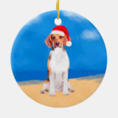 Beagle Dog Zittend Op Strand Kerst Pet Keramisch Ornament (Achterkant)