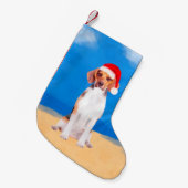 Beagle Dog Zittend Op Strand Kerst Pet Kleine Kerstsok (Voorkant (Hangend))