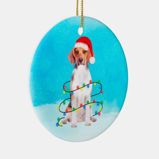 Beagle Dog Zittend Op Strand Kerst Pet Lichten Keramisch Ornament (Rechts)