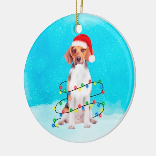 Beagle Dog Zittend Op Strand Kerst Pet Lichten Keramisch Ornament (Links)