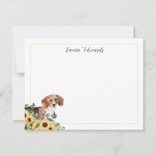 Beagle Dog Zonnebloem Eucalyptus gepersonaliseerd Notitiekaartje