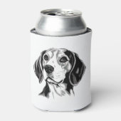 Beagle Dog Zwart-wit Omtrek Silhouet Blikjeskoeler (Blikje Voorkant)