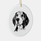 Beagle Dog Zwart-wit Omtrek Silhouet Keramisch Ornament (Rechts)