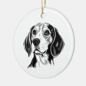 Beagle Dog Zwart-wit Omtrek Silhouet Keramisch Ornament (Links)