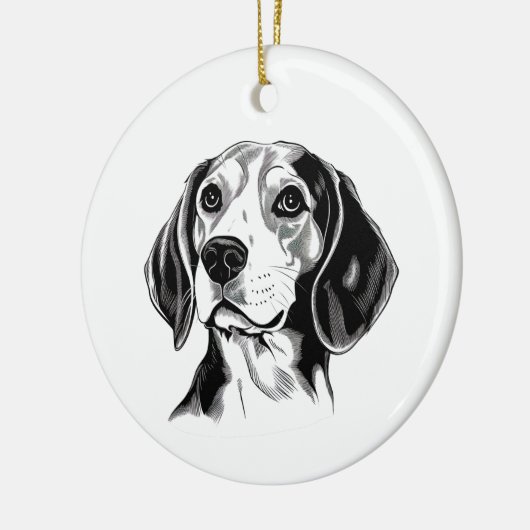 Beagle Dog Zwart-wit Omtrek Silhouet Keramisch Ornament (Links)