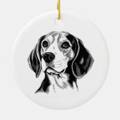 Beagle Dog Zwart-wit Omtrek Silhouet Keramisch Ornament (Achterkant)