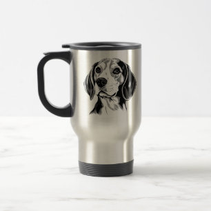 Beagle Dog Zwart-wit Omtrek Silhouet Reisbeker