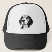 Beagle Dog Zwart-wit Omtrek Silhouet Trucker Pet (Voorkant)