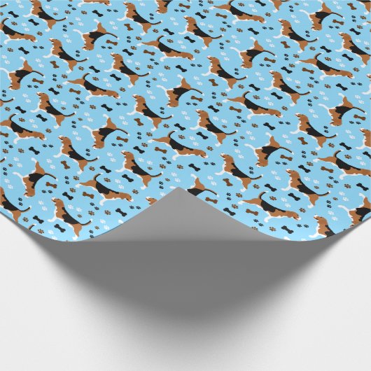 Beagle Dogs Beagles Blue Cadeaupapier (Hoek)