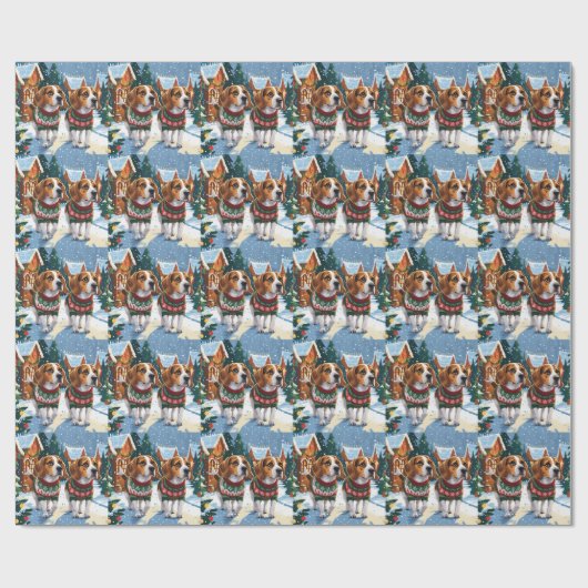Beagle Dogs Christmas Snow Holiday Cadeaupapier (Vlak)
