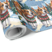 Beagle Dogs Christmas Snow Holiday Cadeaupapier (Rol Hoek)