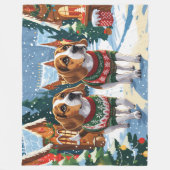Beagle Dogs Christmas Snow Holiday Fleece Deken (Voorkant)