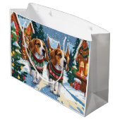 Beagle Dogs Christmas Snow Holiday Groot Cadeauzakje (Achterkant Gekanteld)